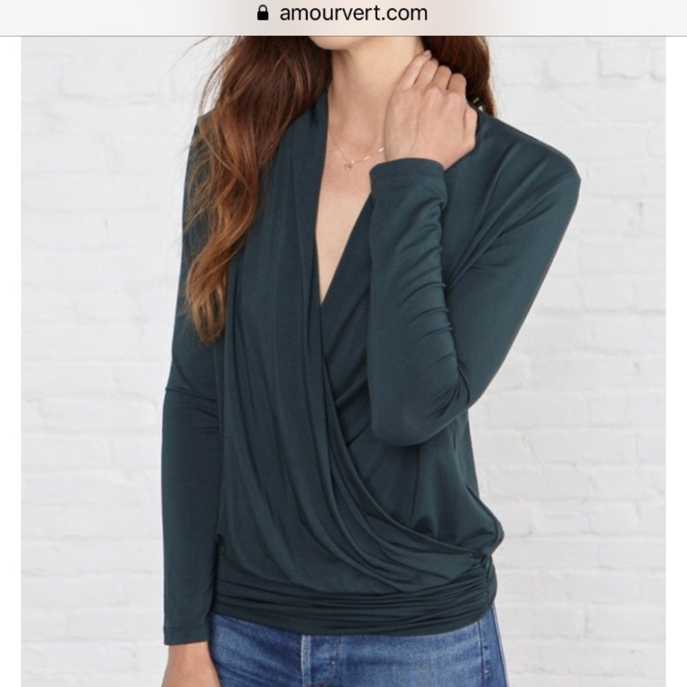 Amour Vert - Angela Surplice Top - S- Teal